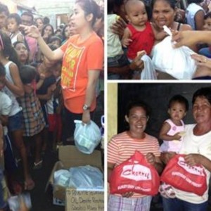 Distribution of goods to typhoon victims from Gota de Leche at Brgy.11 Roxas City and Brgy. Cogon